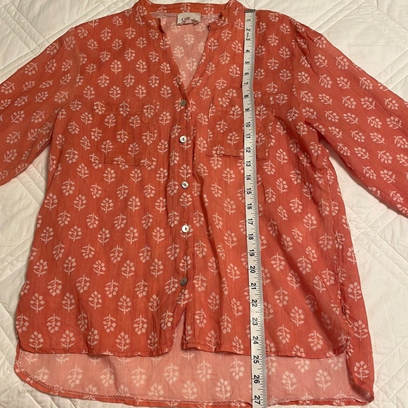 Women's Coral Button Down Shirt - Picture 6 of 11